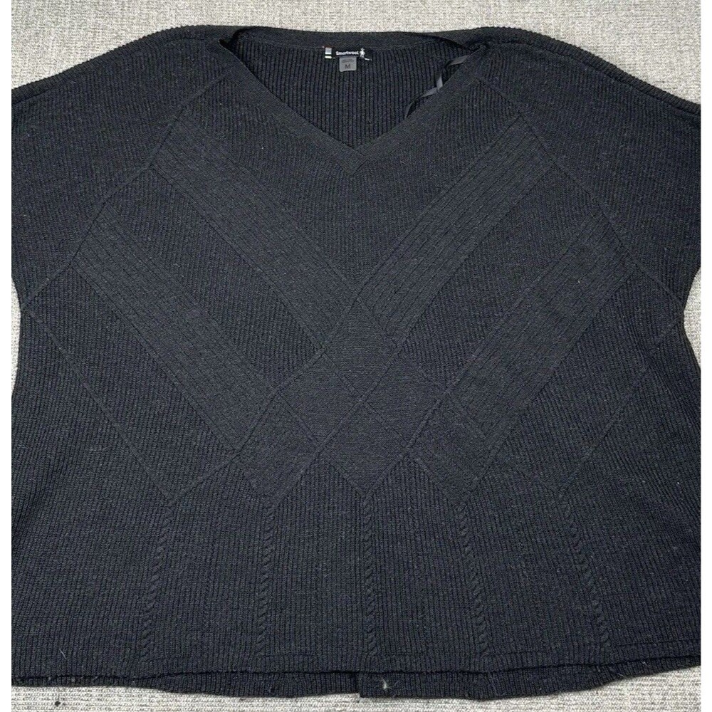 SmartWool Sweater M Black Soft Warm V Neck Womens Long Sleeve Medium Argyle